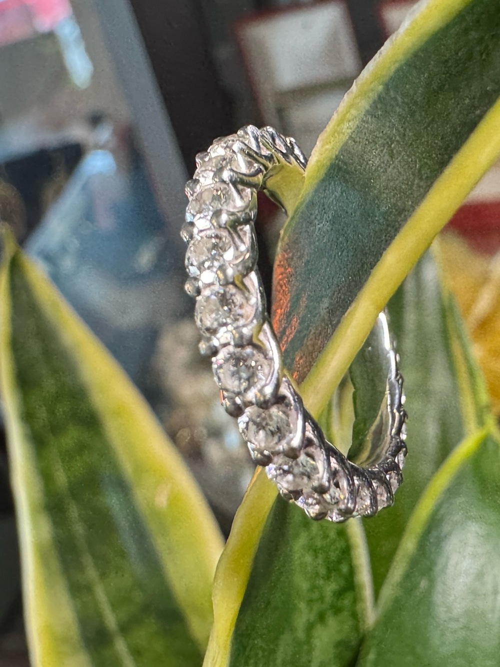 Platinum $6550. Blue Nile Diamond Eternity Band Ring - Picture 15 of 16
